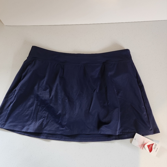 Lands End Navy Blue Swim Brief Skirt Bottoms Womens Size 12 Petite Large New NWT - Picture 2 of 8